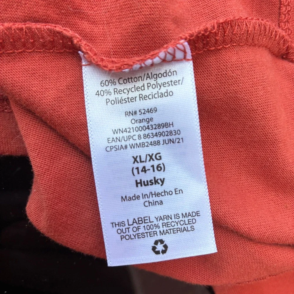 Wonder Nation Boys XL 14-16 Husky Animal Graphic Long Sleeve Tee Orange